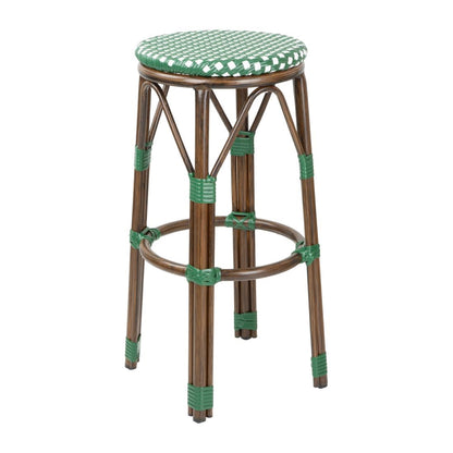 Tabourets de bar Parisian Style PE Rattan Bolero bois foncé verts (lot de 2) - Bolero - HZ147