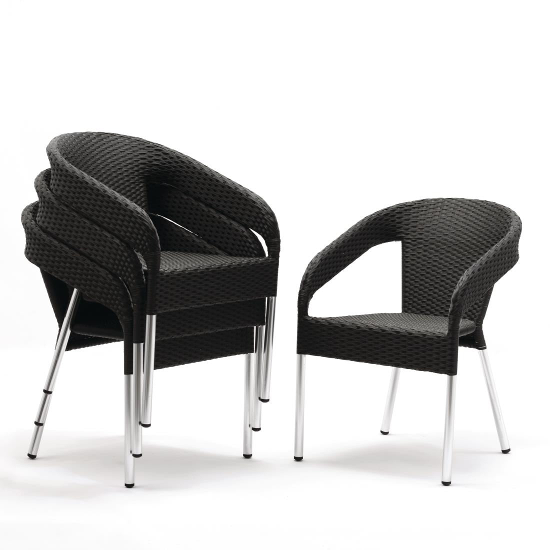 Fauteuils enveloppants bistro en rotin PE anthracite Bolero (lot de 4) - Bolero - CG223
