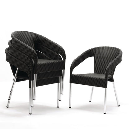 Fauteuils enveloppants bistro en rotin PE anthracite Bolero (lot de 4) - Bolero - CG223