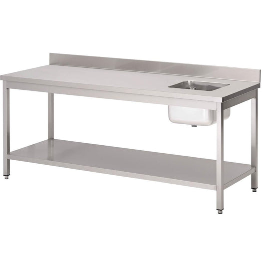 Table du chef avec bac à droite et dosseret Gastro M 850x1400x700mm - Gastro M - DS431