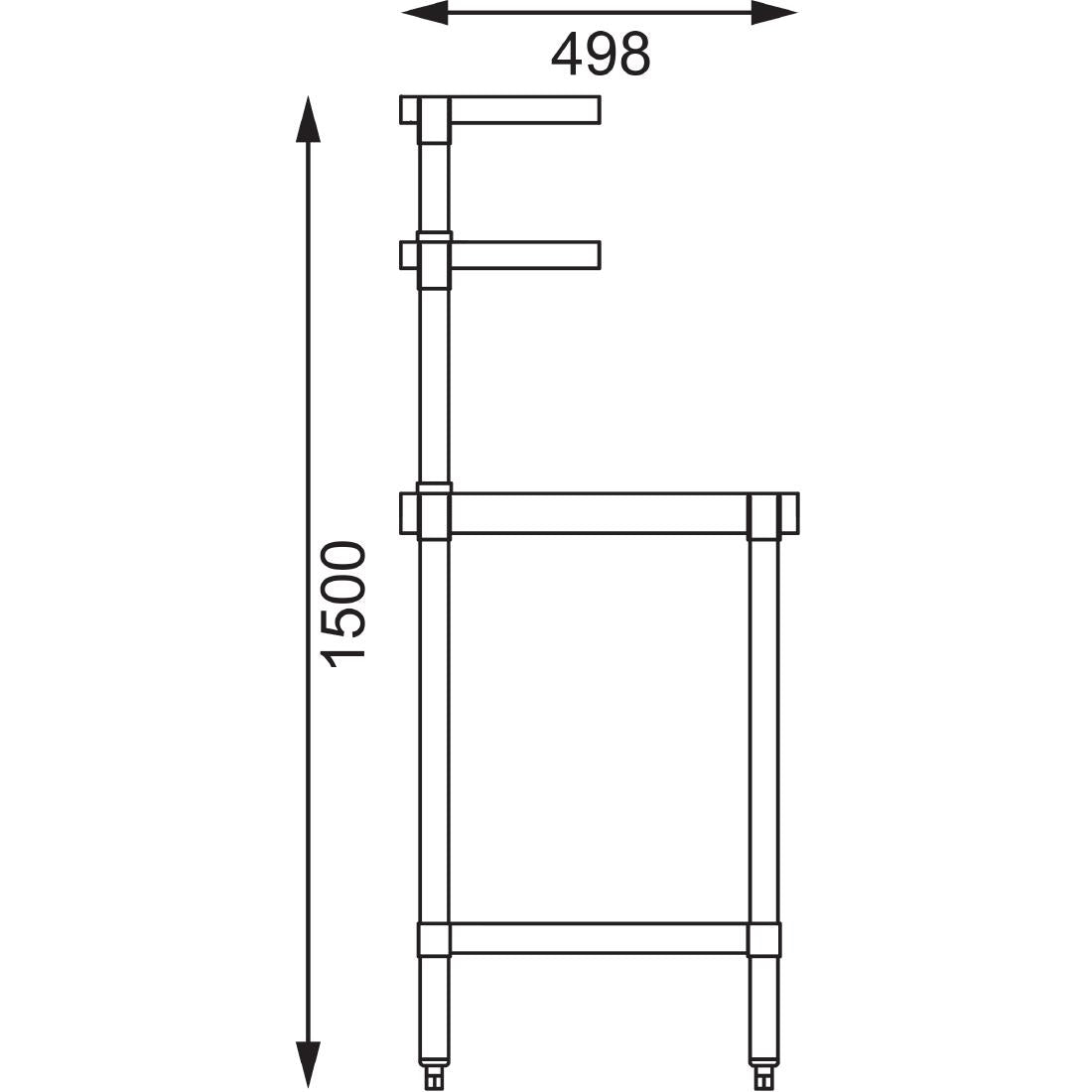 Table inox avec 2 étagères supérieures Vogue 1200mm - Vogue - CC359