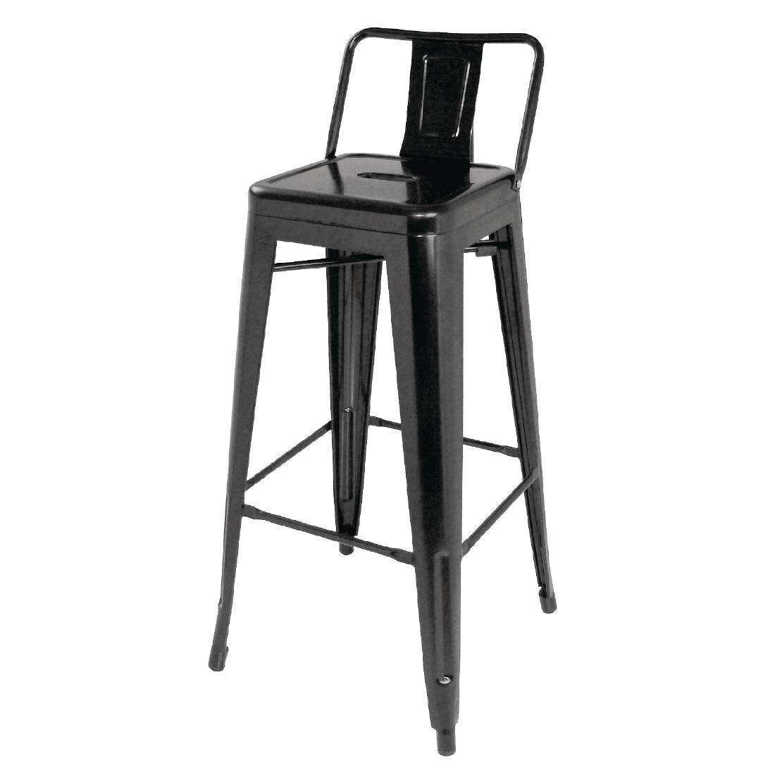 Tabourets hauts en acier noir avec dossier Bolero Bistro (lot de 4) - Bolero - DL882