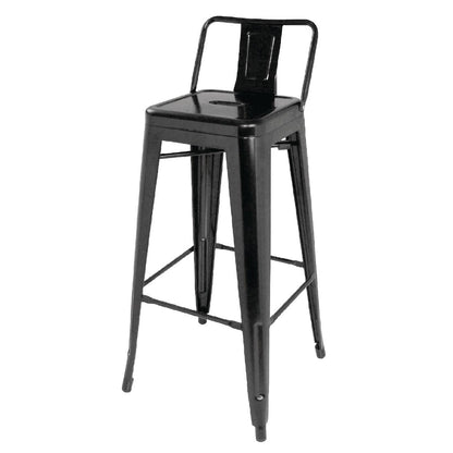 Tabourets hauts en acier noir avec dossier Bolero Bistro (lot de 4) - Bolero - DL882