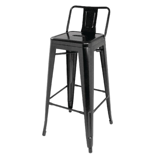 Tabourets hauts en acier noir avec dossier Bolero Bistro (lot de 4) - Bolero - DL882