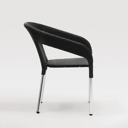 Fauteuils enveloppants bistro en rotin PE anthracite Bolero (lot de 4) - Bolero - CG223