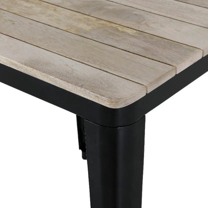 Table à manger à plateau à lattes en bois de manguier et piètement noir Bolero Bistro 650 mm - Bolero - HZ812
