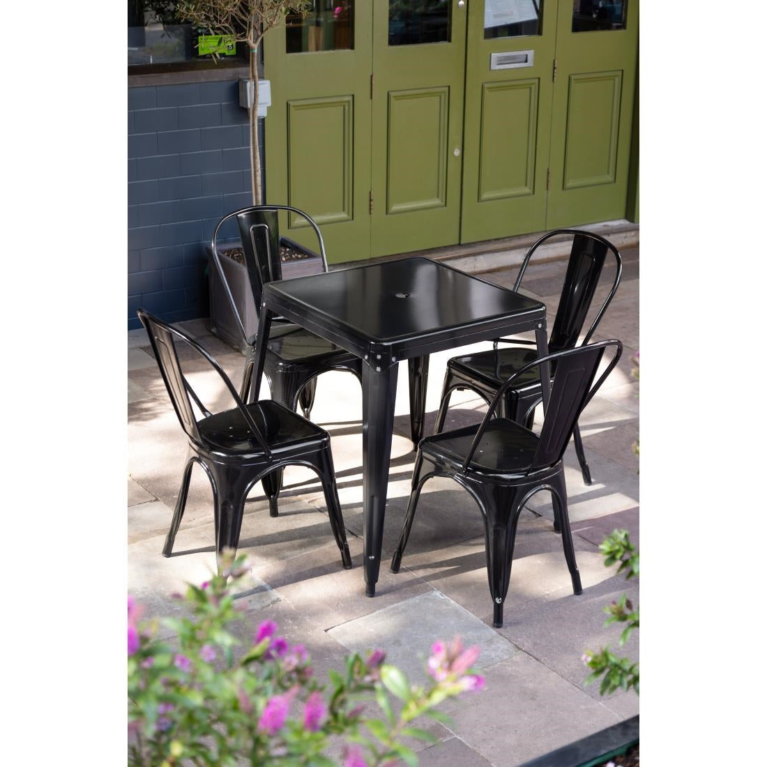 Table carrée en acier noir Bolero Bistro 668mm - Bolero - GC867