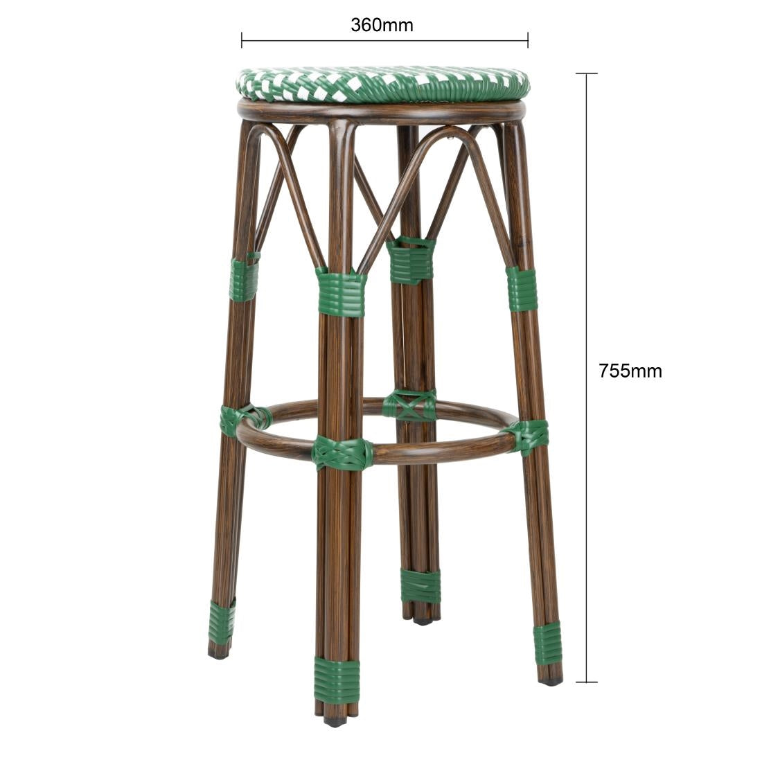 Tabourets de bar Parisian Style PE Rattan Bolero bois foncé verts (lot de 2) - Bolero - HZ147