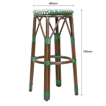 Tabourets de bar Parisian Style PE Rattan Bolero bois foncé verts (lot de 2) - Bolero - HZ147