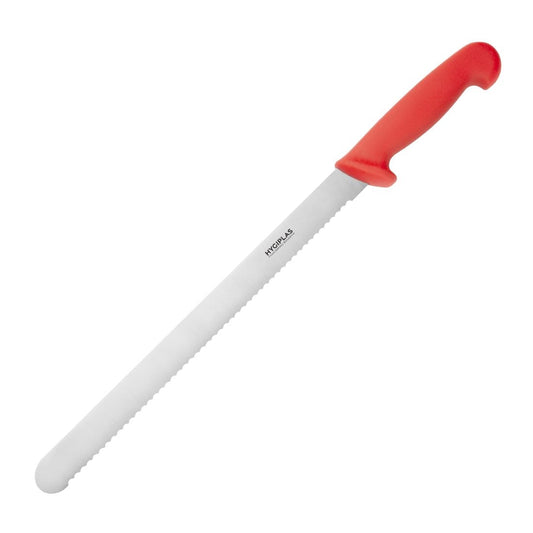 Couteau à génoise dentelé Hygiplas rouge 30,5cm - Hygiplas - FX117