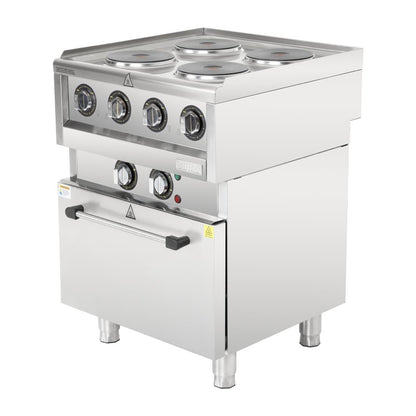 Fourneau électrique 4 feux sur four à convection Buffalo Série 600 - Buffalo - SA808