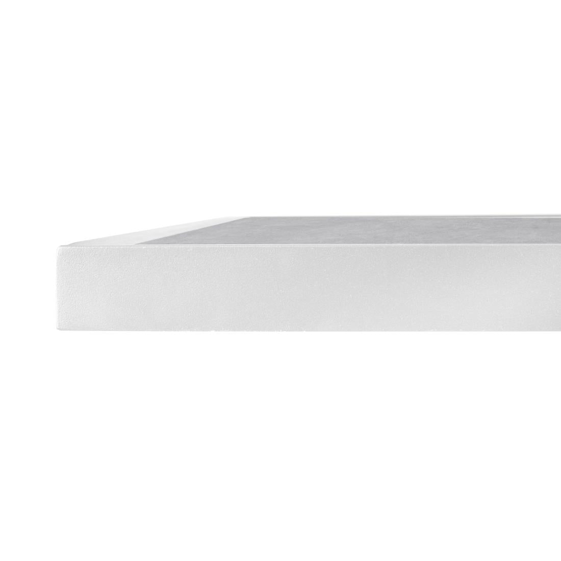 Plateau de table extérieur carré en verre trempé Bolero effet pierre gris clair bord blanc 700 mm - Bolero - FU514
