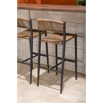 Tabourets de bar d'extérieur en rotin PE tressé Bolero Eden naturels (lot de 2) - Bolero - HZ594