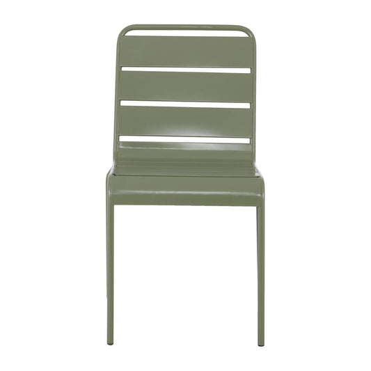 Chaises à lattes en acier Bolero Amalfi vert olive (lot de 4) - Bolero - HZ818