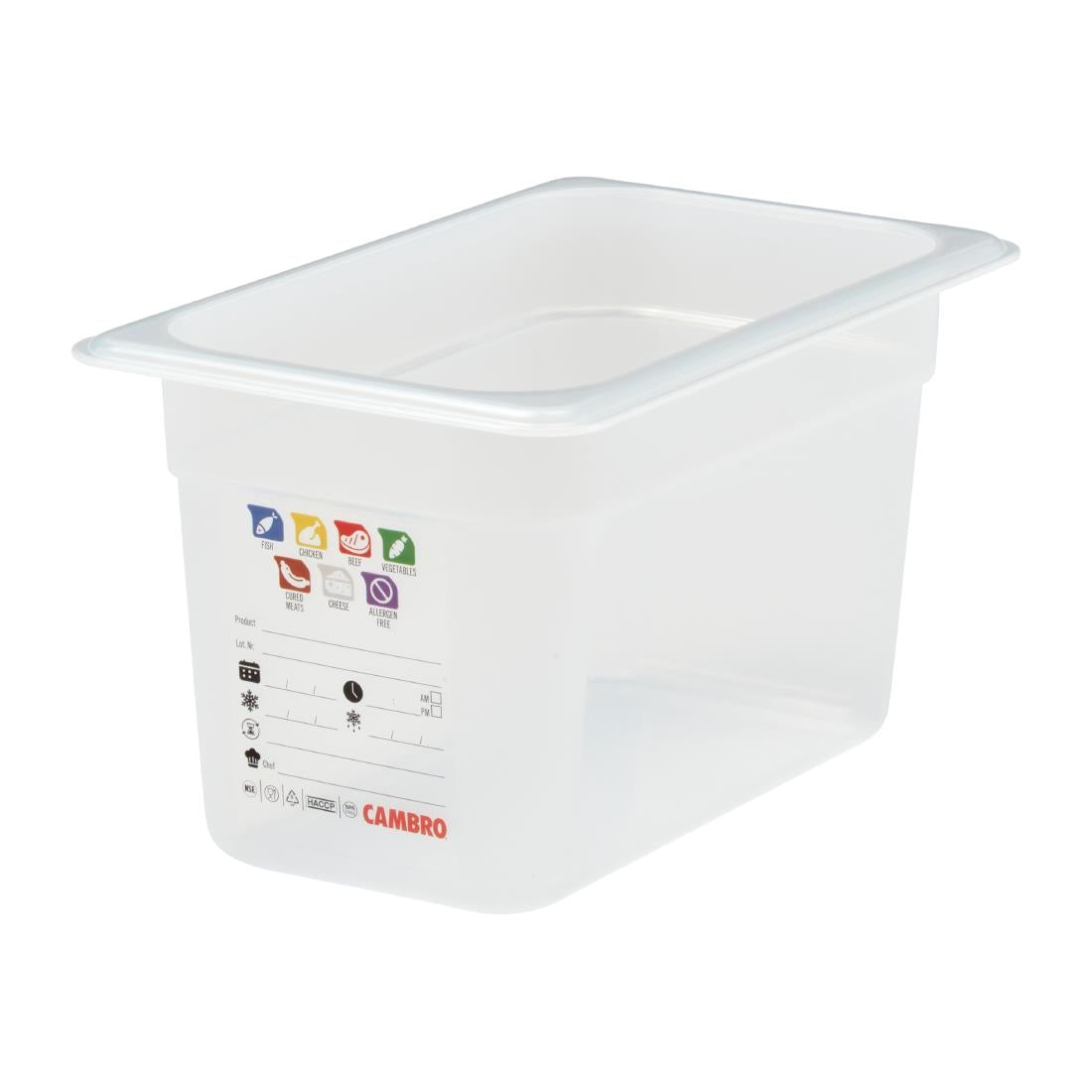 Bac en polypropylène Cambro Safetrak IML GN 1/4 150mm - Cambro - JN514