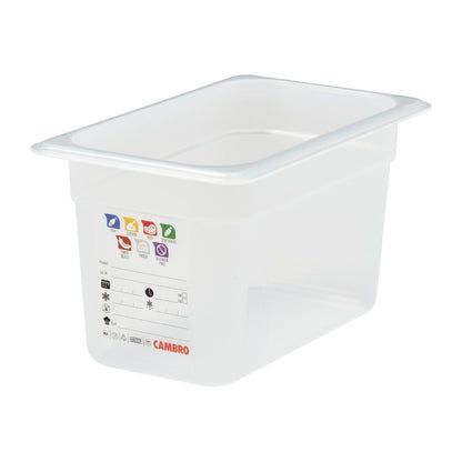 Bac en polypropylène Cambro Safetrak IML GN 1/4 150mm - Cambro - JN514