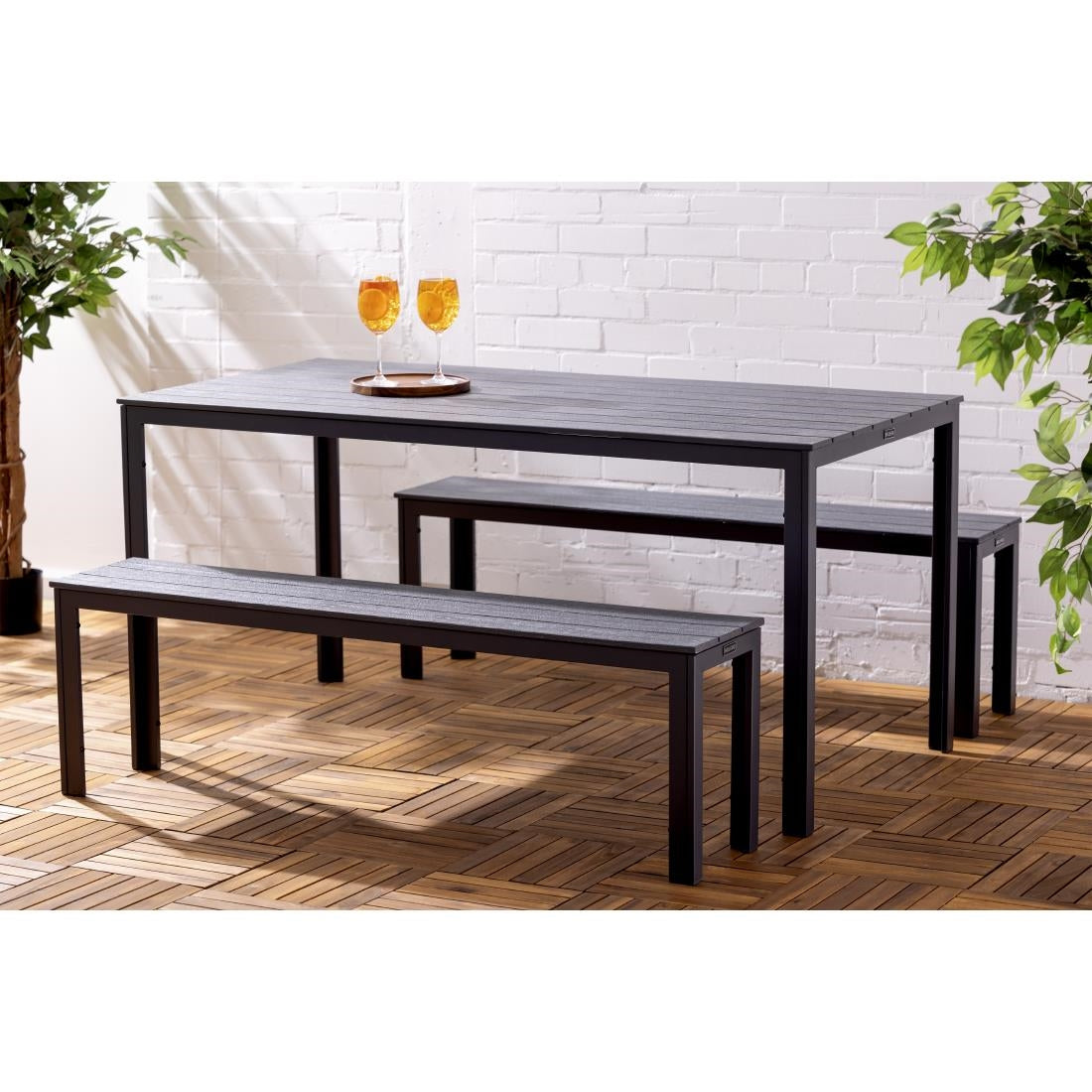 Bancs à lattes Bolero Valletta gris (lot de 2) - Bolero - HZ024