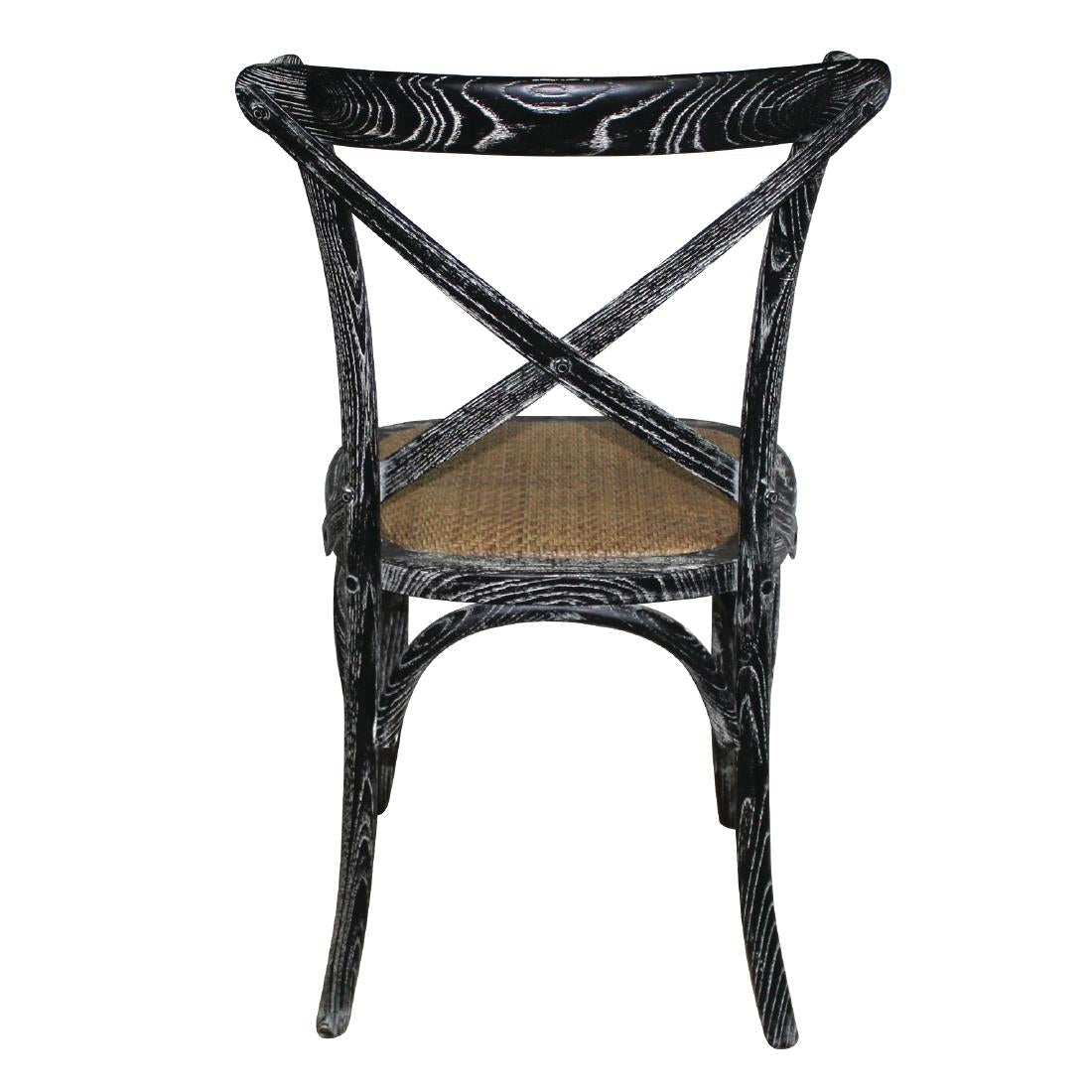 Chaises en bois patiné avec dossier croisé Bolero noires (lot de 2) - Bolero - GG654