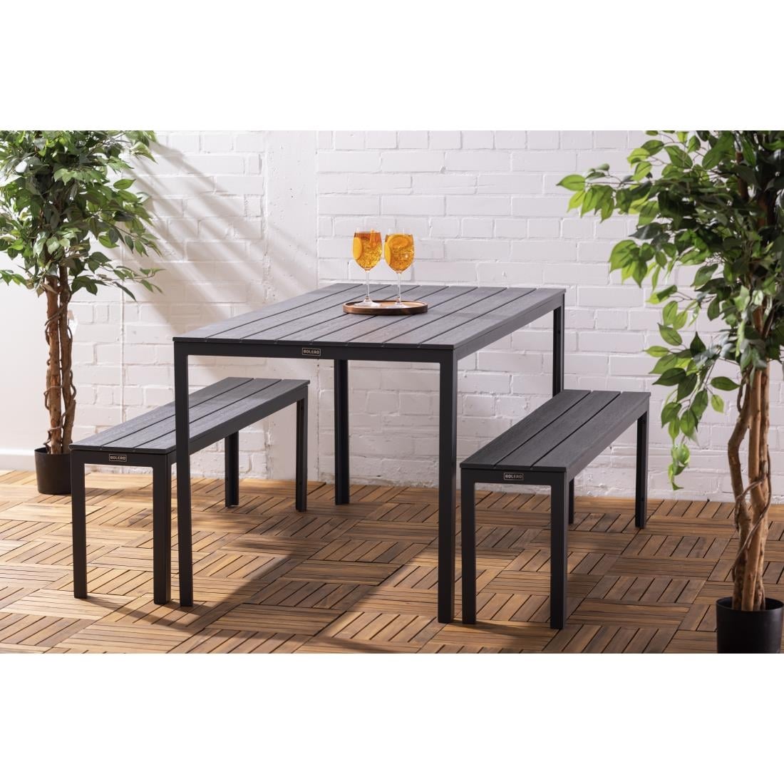 Bancs à lattes Bolero Valletta gris (lot de 2) - Bolero - HZ024