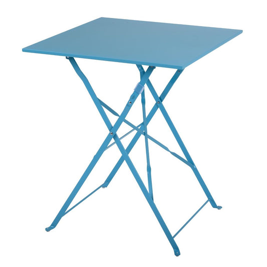 Table de terrasse carrée en acier Bolero bleu turquoise 600mm - Bolero - GK985
