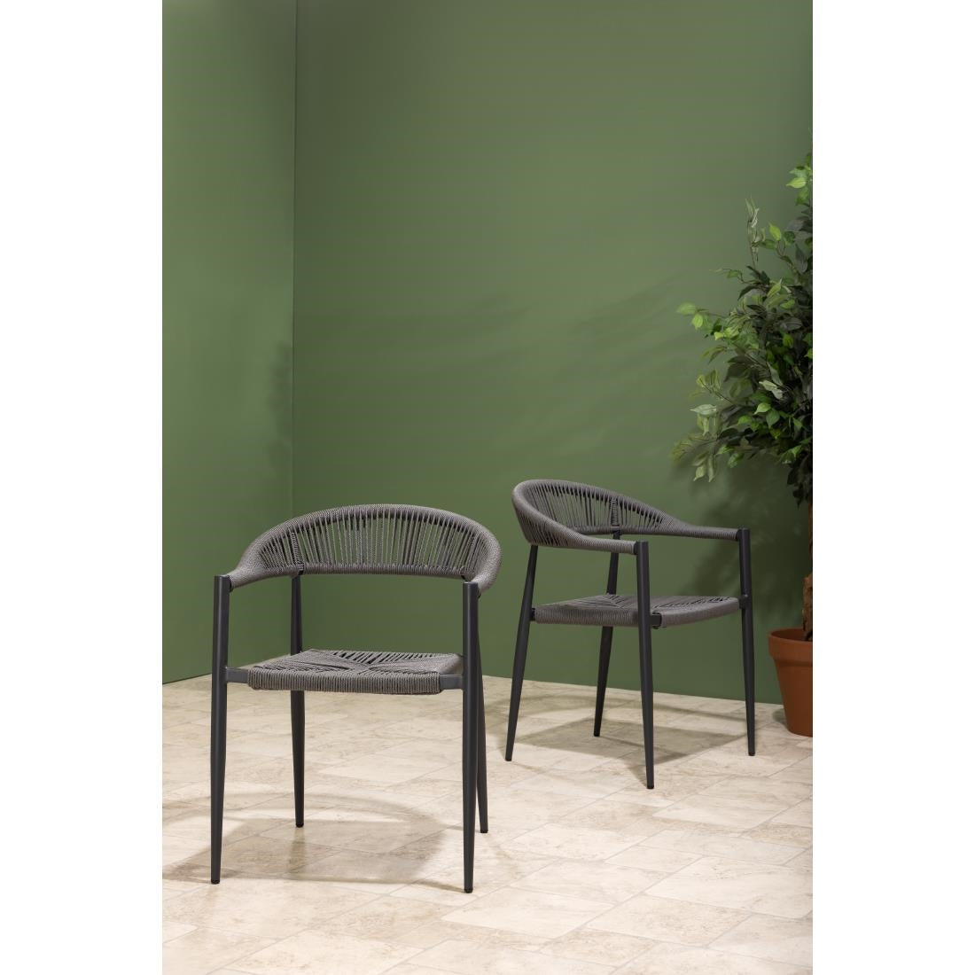 Fauteuils d'extérieur en rotin PE tressé Bolero Eden anthracite (lot de 4) - Bolero - HZ590