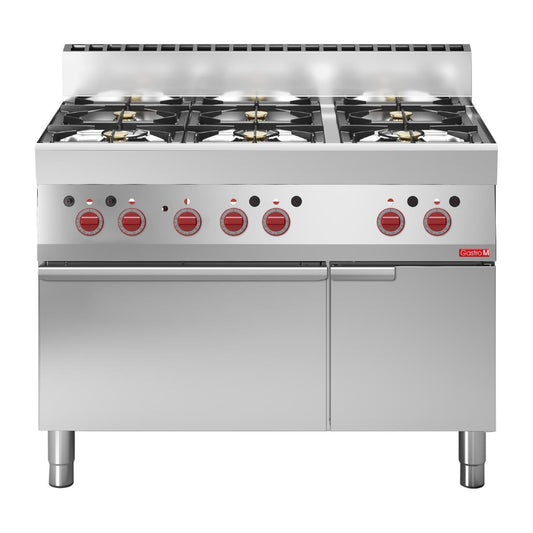 Fourneau 6 feux sur four électrique à convection avec placard ouvert Gastro M 65/110CFGE - Gastro M - GN049