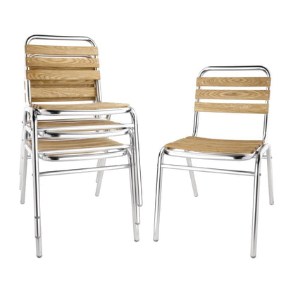 Chaises bistro frêne et aluminium Bolero (lot de 4) - Bolero - GK997