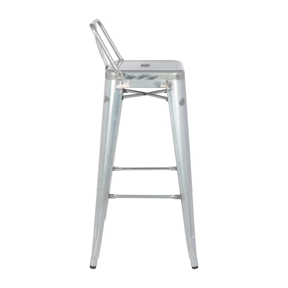Tabouret haut en acier galvanisé avec dossier Bolero Bistro (lot de 4) - Bolero - DL877