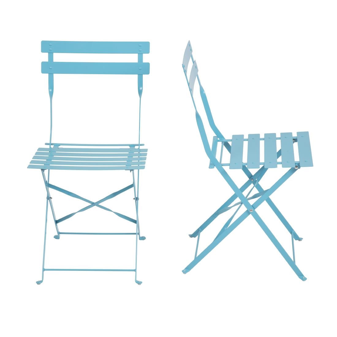 Chaises de terrasse pliantes en acier Bolero bleu turquoise (lot de 2) - Bolero - GK982