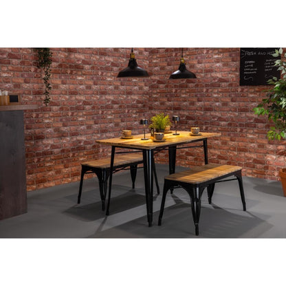 Banc d'intérieur à lattes en bois de manguier et cadre noir Bolero Bistro 850 mm (lot de 2) - Bolero - HZ816