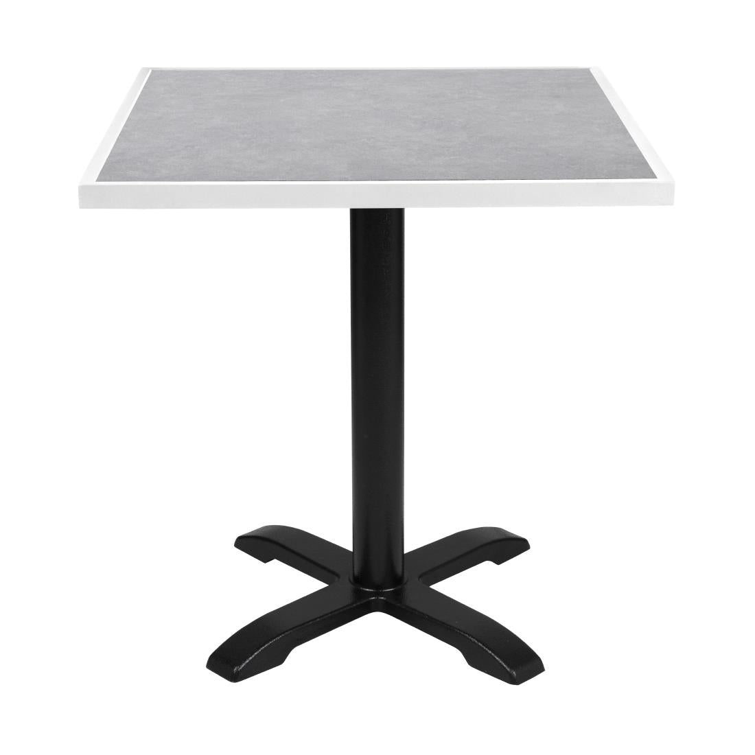 Plateau de table extérieur carré en verre trempé Bolero effet pierre gris clair bord blanc 700 mm - Bolero - FU514