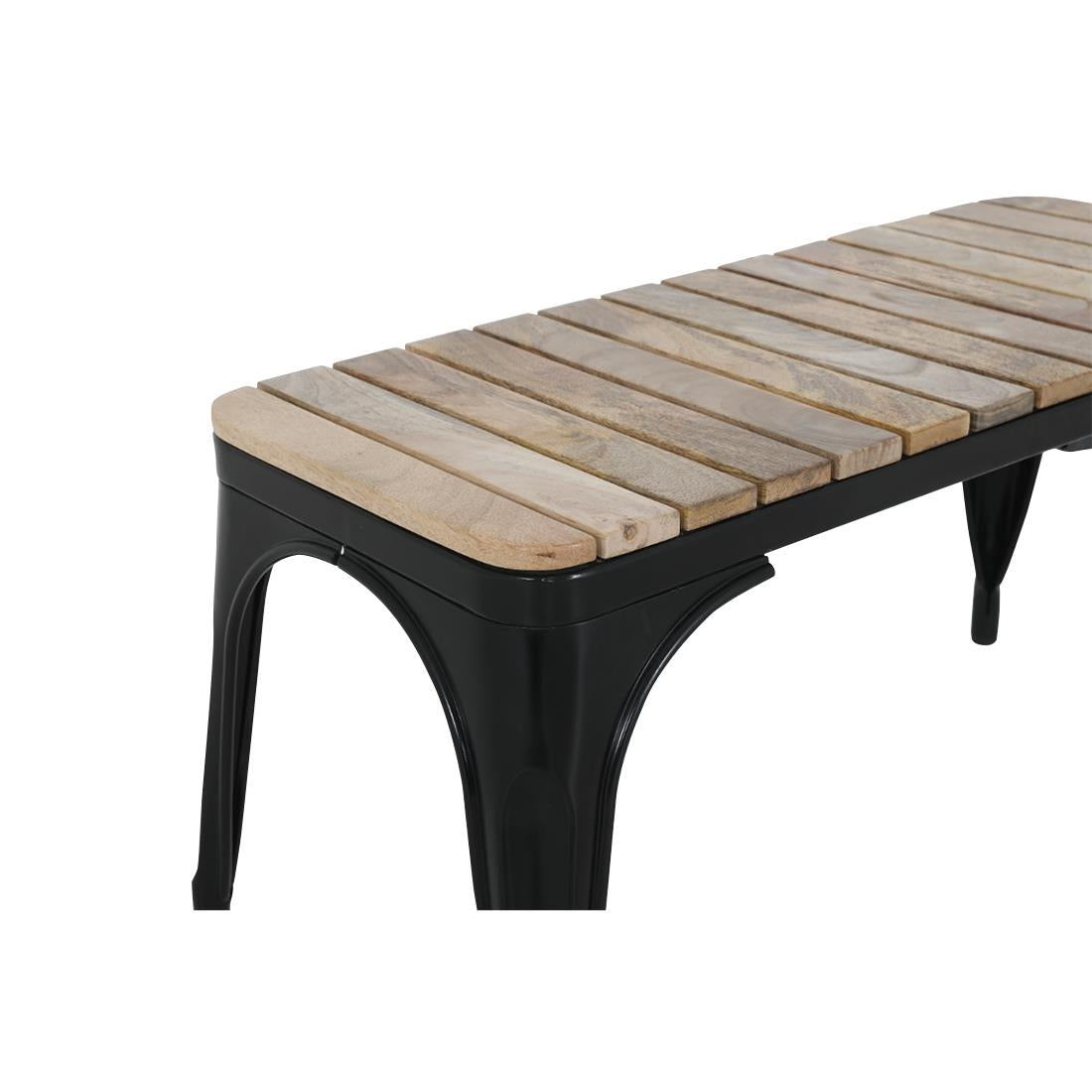 Banc d'intérieur à lattes en bois de manguier et cadre noir Bolero Bistro 850 mm (lot de 2) - Bolero - HZ816