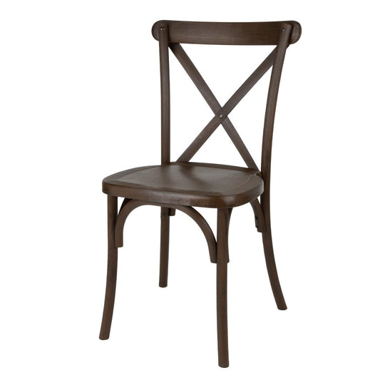 Chaises en résine à dossier croisé Bolero Manhattan effet bois foncé (lot de 4) - Bolero - HW281