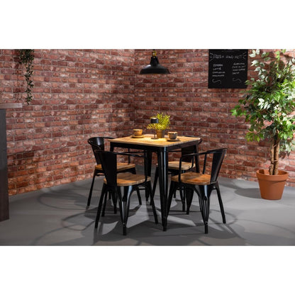 Table à manger à plateau à lattes en bois de manguier et piètement noir Bolero Bistro 650 mm - Bolero - HZ812