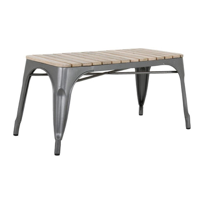 Banc d'intérieur à lattes en bois de manguier et cadre gris acier Bolero Bistro 850 mm (lot de 2) - Bolero - HZ817