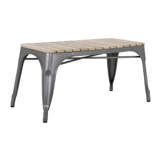 Banc d'intérieur à lattes en bois de manguier et cadre gris acier Bolero Bistro 850 mm (lot de 2) - Bolero - HZ817