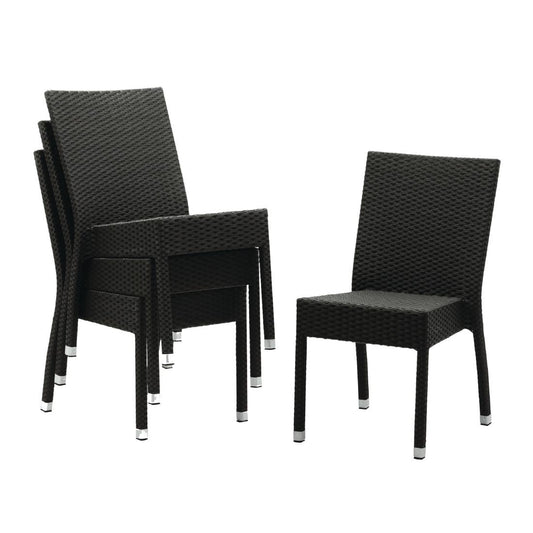 Chaises en rotin PE Bolero anthracite (Lot de 4) - Bolero - CF159