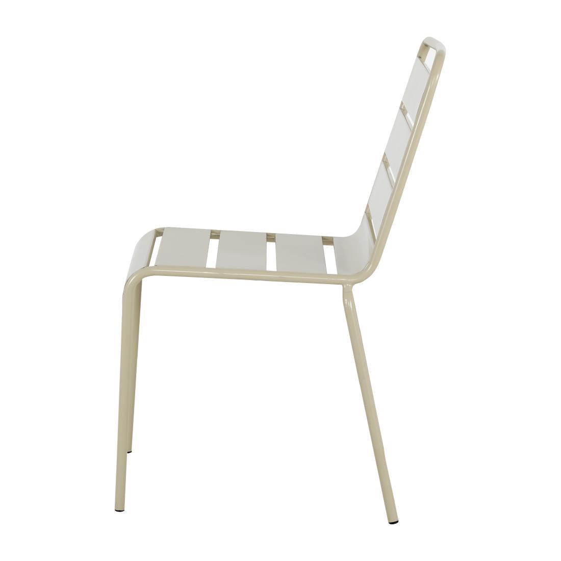 Chaises à lattes en acier Bolero Amalfi taupe (lot de 4) - Bolero - HZ819