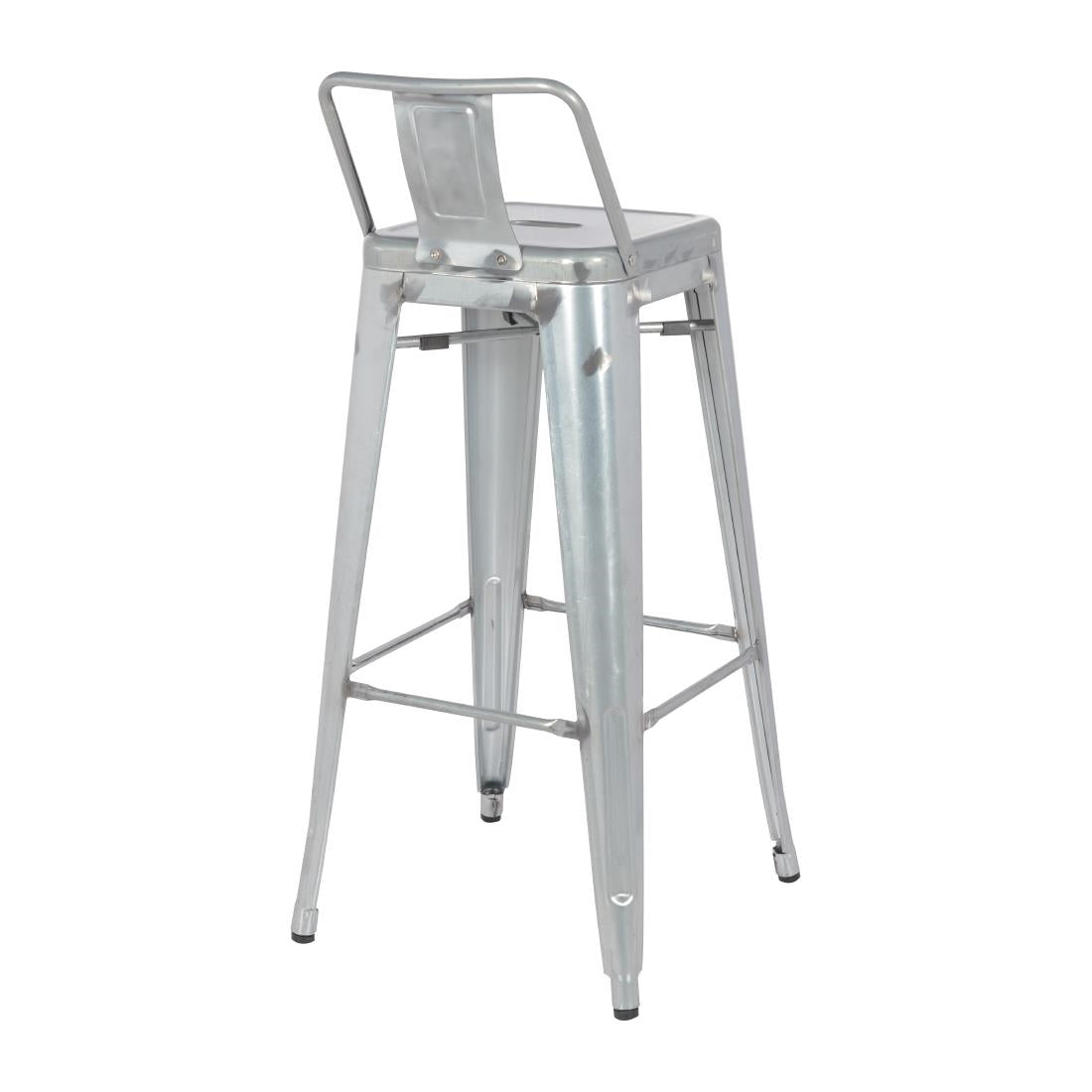 Tabouret haut en acier galvanisé avec dossier Bolero Bistro (lot de 4) - Bolero - DL877