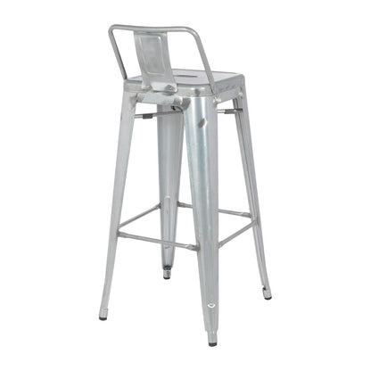 Tabouret haut en acier galvanisé avec dossier Bolero Bistro (lot de 4) - Bolero - DL877