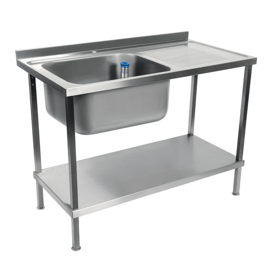 Plonge inox soudée cuve à droite égouttoir à gauche Holmes 1000mm - Vogue - DR380