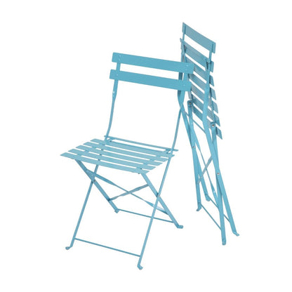 Chaises de terrasse pliantes en acier Bolero bleu turquoise (lot de 2) - Bolero - GK982