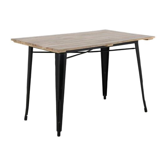 Table à manger à plateau à lattes en bois de manguier et piètement noir Bolero Bistro 1200 mm - Bolero - HZ810