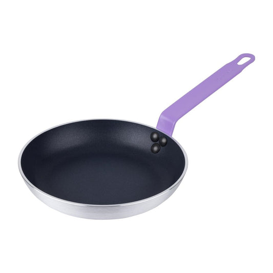 Poêle en aluminium antiadhésive Hygiplas Teflon Platinum Plus avec poignée violette 24cm - Hygiplas - HT968