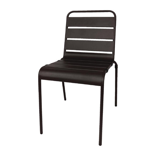 Chaise à lattes en acier Bolero noire lot de 4 - Bolero - CS728