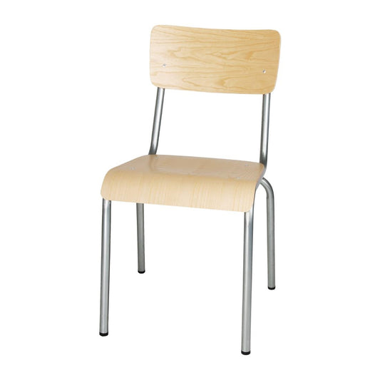 Chaises avec assise et dossier en bois Bolero Cantina galvanisées (lot de 4) - Bolero - FB946