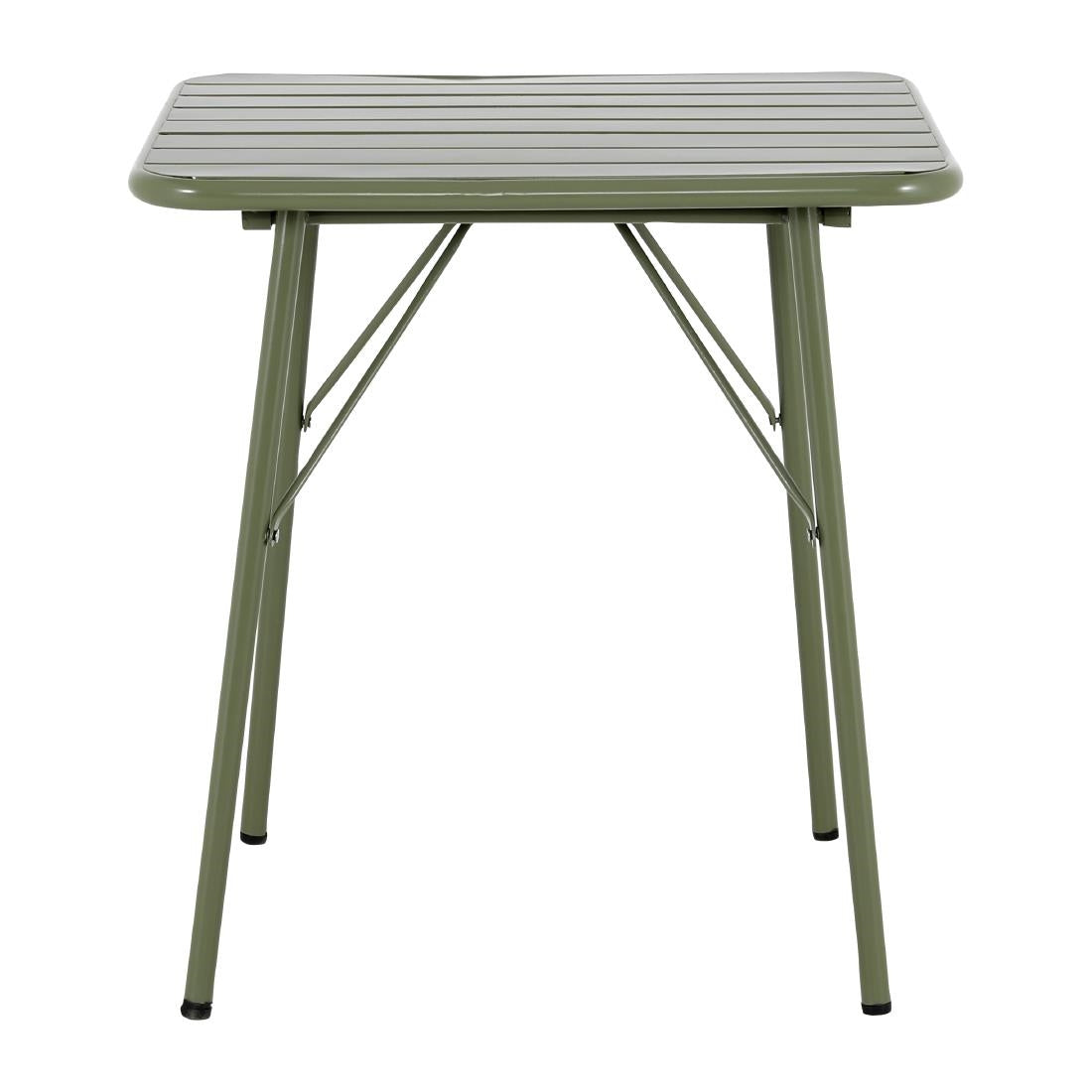 Table pliante à lattes carrée en acier Bolero Amalfi 700 mm vert olive - Bolero - HZ820
