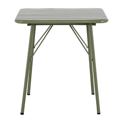 Table pliante à lattes carrée en acier Bolero Amalfi 700 mm vert olive - Bolero - HZ820