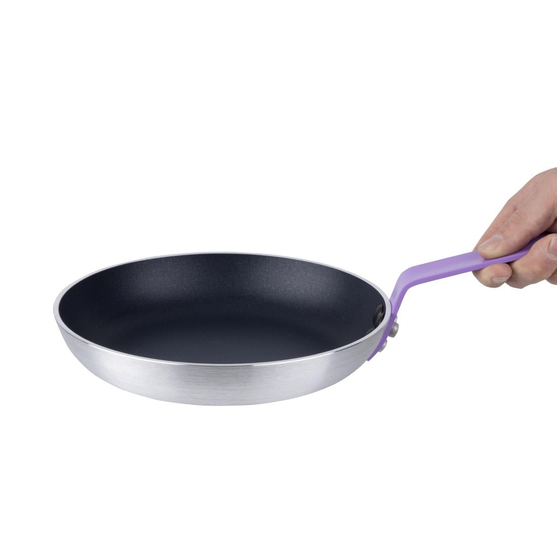 Poêle en aluminium antiadhésive Hygiplas Teflon Platinum Plus avec poignée violette 24cm - Hygiplas - HT968