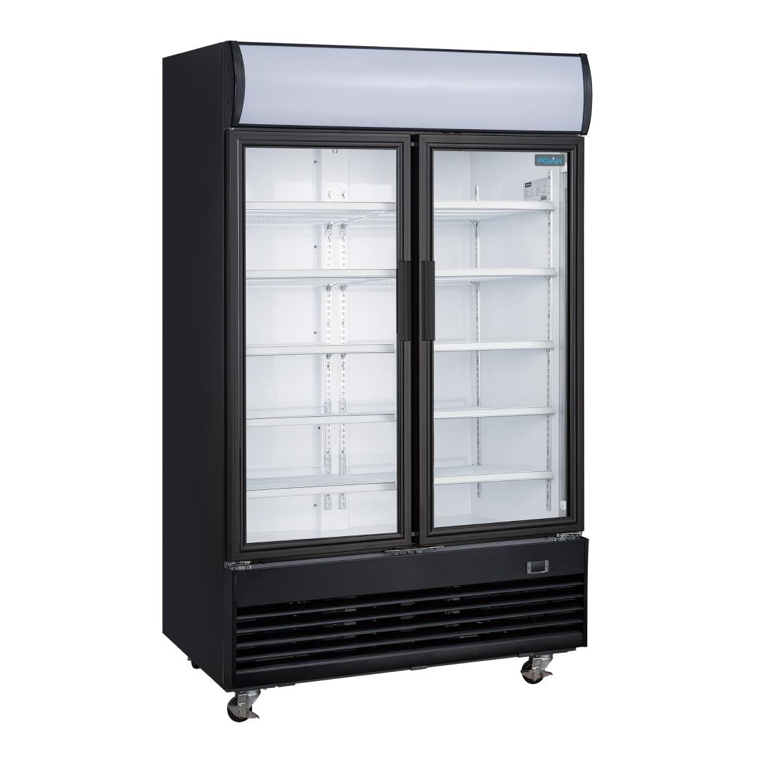 Vitrine réfrigérée positive 2 portes battantes avec caisson lumineux Polar Série G 950L noire - Polar - GM813